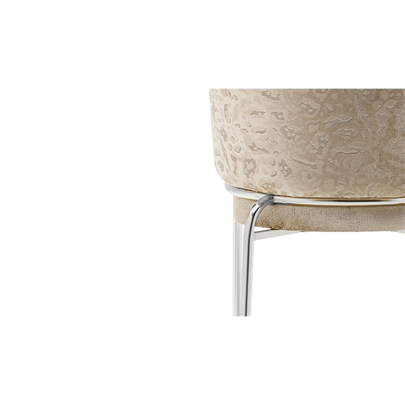 Onyx Chair with Stainless Legs - Velvet Fabric & Light Beige Color