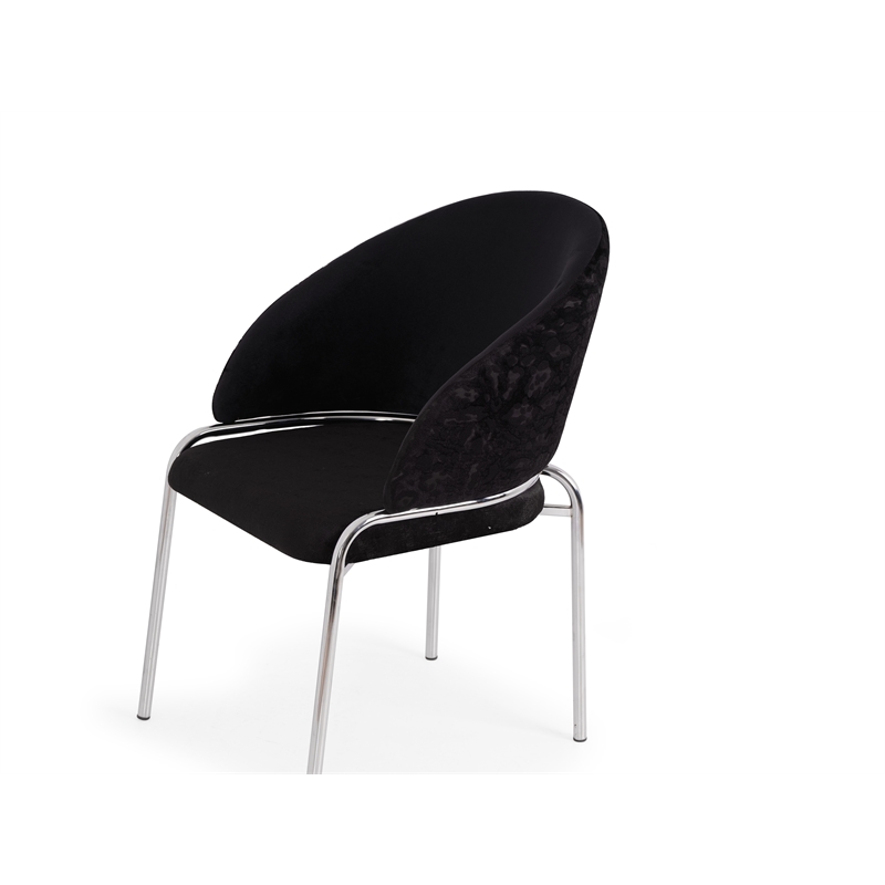 Onyx Modern Chair With Stainless Legs- Velvet Fabric & Black Color
