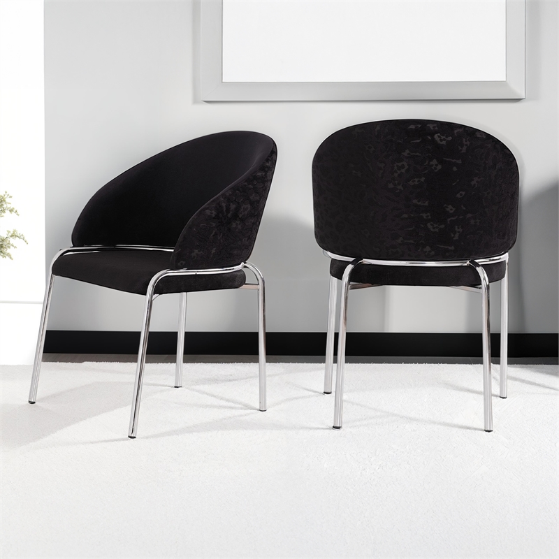 Onyx Modern Chair With Stainless Legs- Velvet Fabric & Black Color