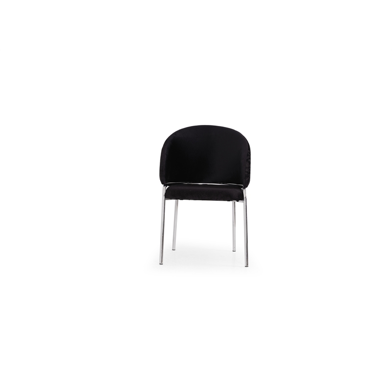 Onyx Modern Chair With Stainless Legs- Velvet Fabric & Black Color