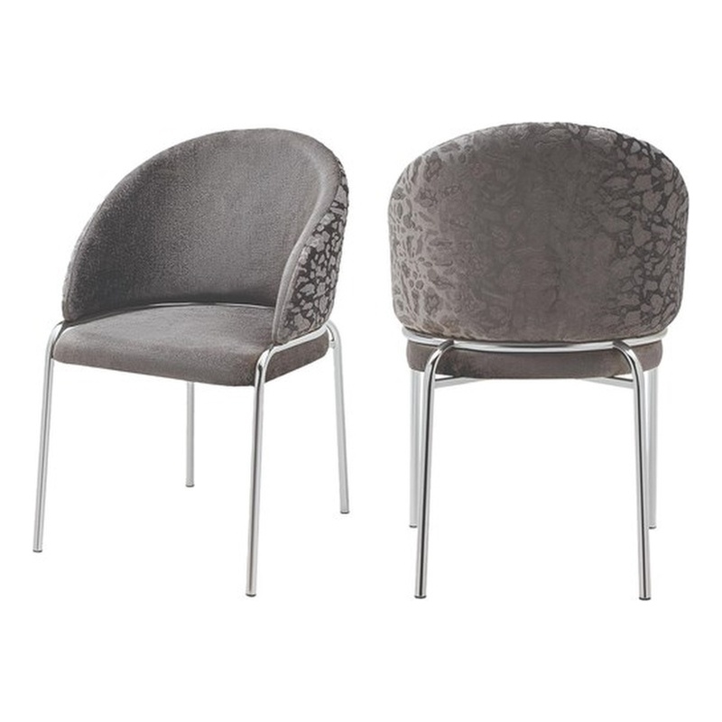 Onyx Chair With Stainless Legs -  Velvet Fabric & Dark Gray Color