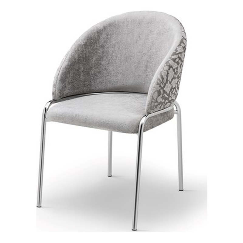 Onyx Chair with Stainless Legs - Velvet Fabric & Light Gray Color