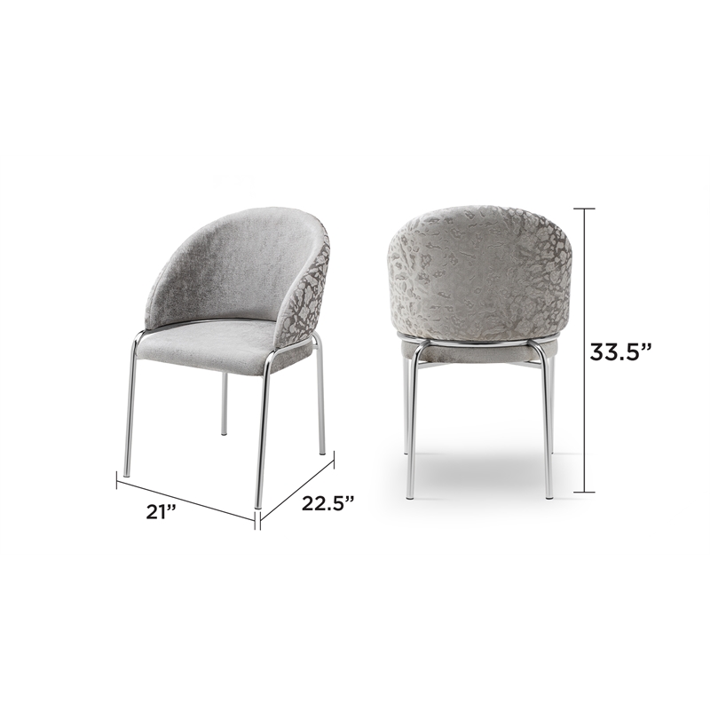 Onyx Chair with Stainless Legs - Velvet Fabric & Light Gray Color