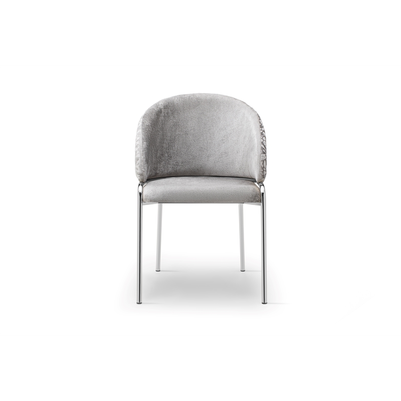 Onyx Chair with Stainless Legs - Velvet Fabric & Light Gray Color