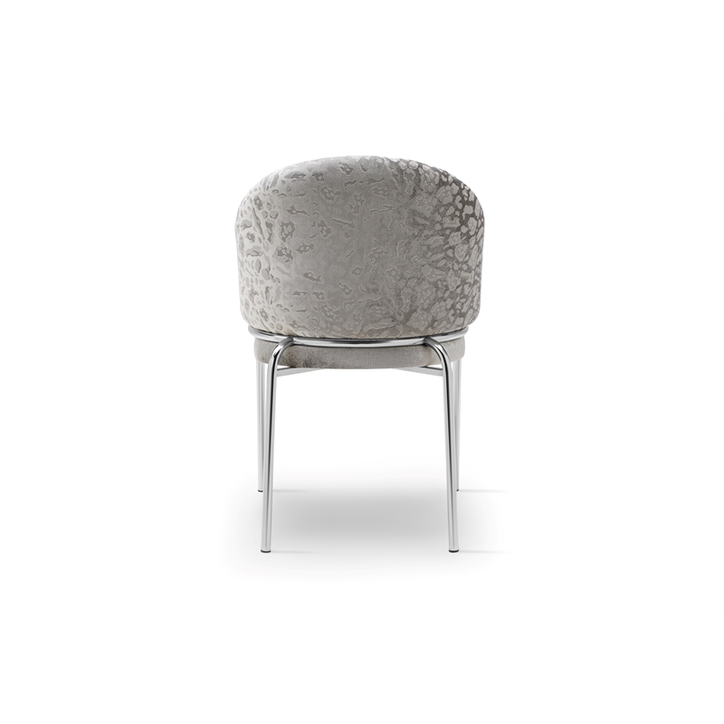 Onyx Chair with Stainless Legs - Velvet Fabric & Light Gray Color