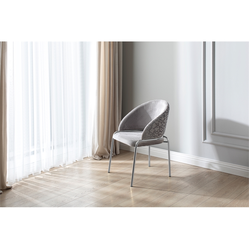 Onyx Chair with Stainless Legs - Velvet Fabric & Light Gray Color