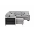 Cairo Sectional Sofa with pullout sleeper and USB made with wood and metal Gray