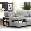 Cairo Sectional Sofa with pullout sleeper and USB made with wood and metal Gray