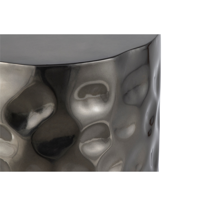 ET-90 Modern Style Hand Hammered End Table in stainless steel Nickel
