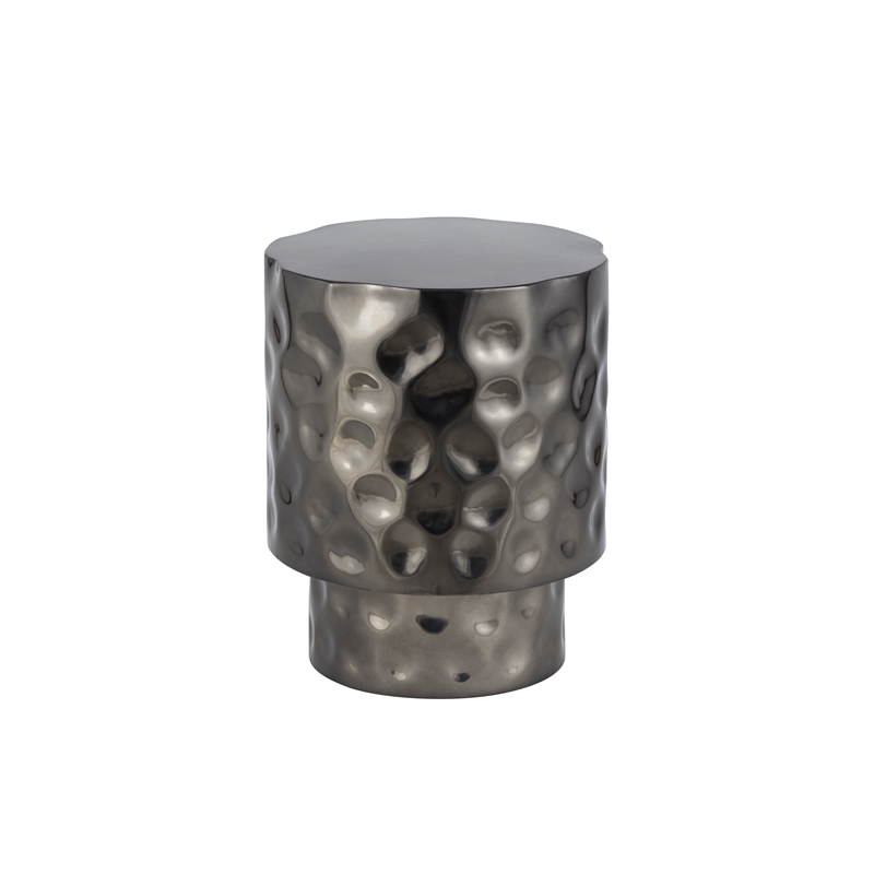 ET-90 Modern Style Hand Hammered End Table in stainless steel Nickel