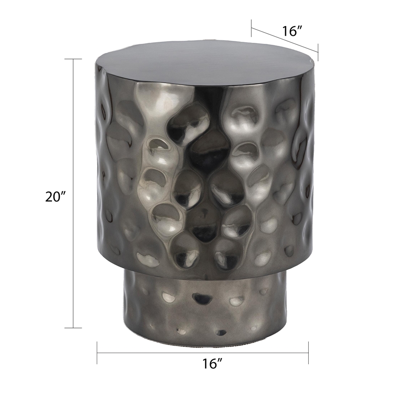 ET-90 Modern Style Hand Hammered End Table in stainless steel Nickel