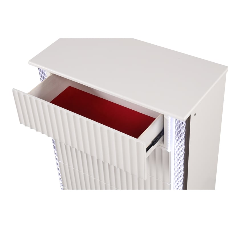 Fabio Modern Style LED 5-Drawer Chest Made With Wood in White