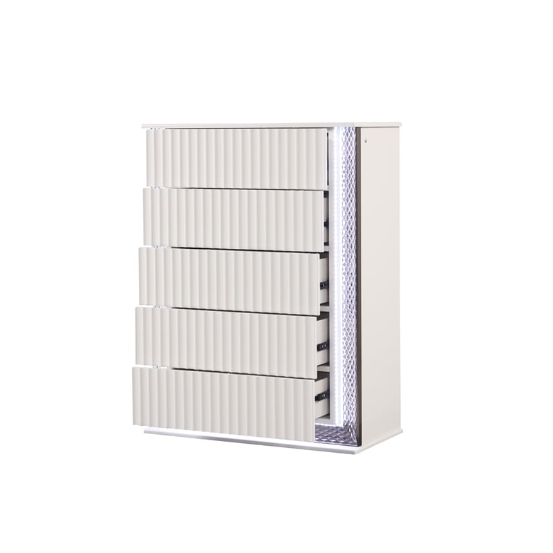 Fabio Modern Style LED 5-Drawer Chest Made With Wood in White