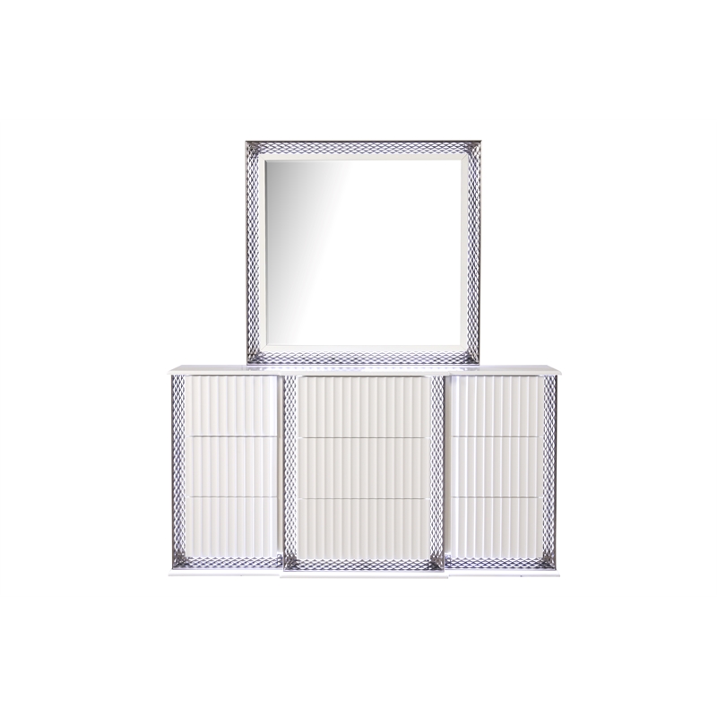 Fabio Modern Style LED King 5PC Bedroom Set Made With Wood in White