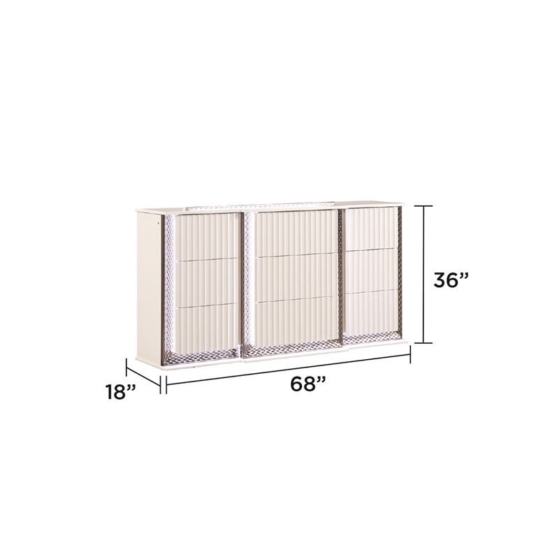 Fabio Modern Style LED King 5PC Bedroom Set Made With Wood in White