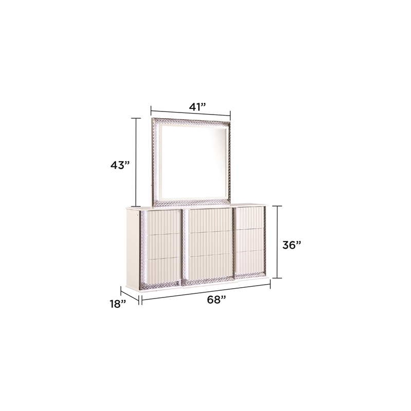 Fabio Modern Style LED King 5PC Bedroom Set Made With Wood in White
