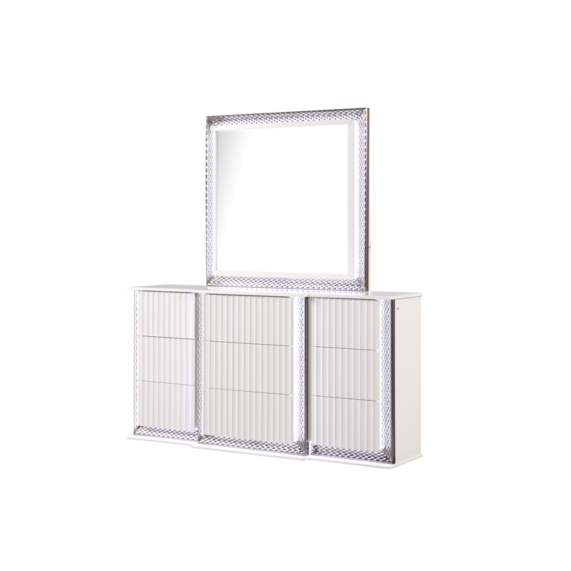 Fabio Modern Style LED King 5PC Bedroom Set Made With Wood in White