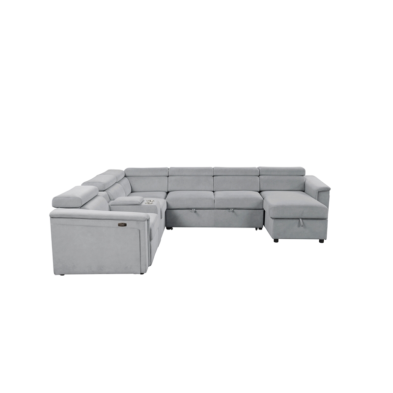 Harvey Modern Style Power Recliner Sectional Gray