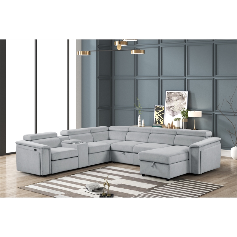 Harvey Modern Style Power Recliner Sectional Gray