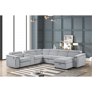Harvey Modern Style Power Recliner Sectional Gray