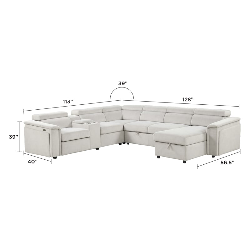 Harvey  Modern Style Power Recliner Sectional Beige