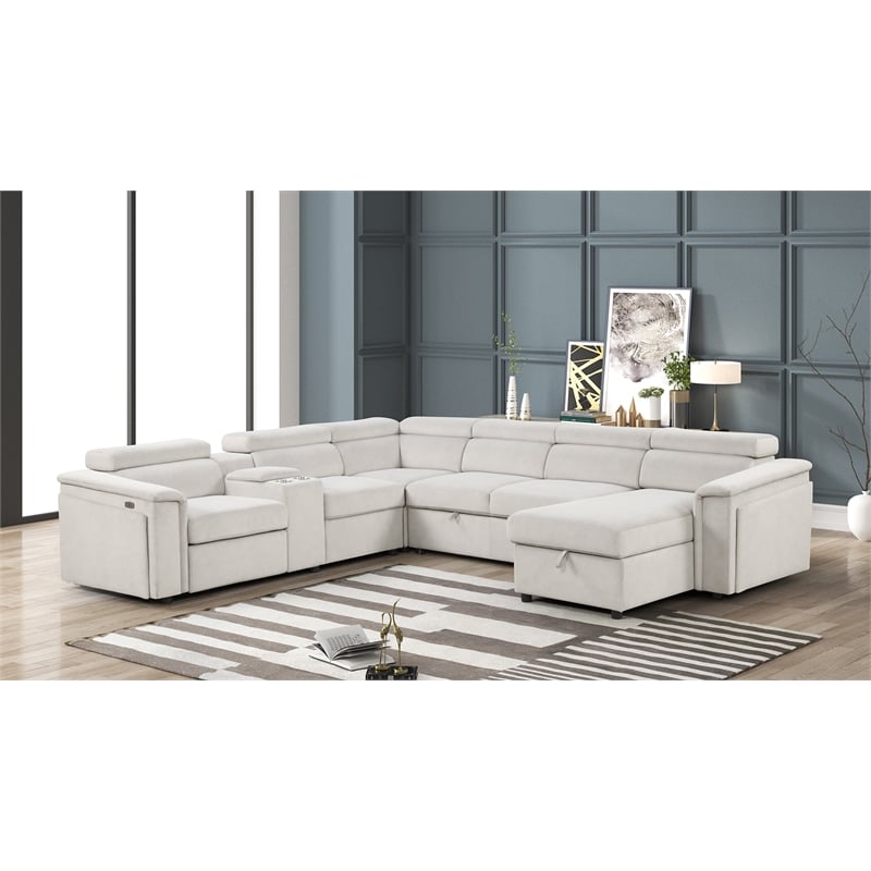 Harvey  Modern Style Power Recliner Sectional Beige
