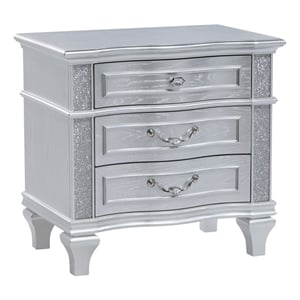 Mystic Modern Style 3-Drawer Nightstand Made With Wood in Silver