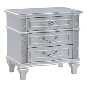 Mystic Modern Style 2-Drawer Nightstand Made With Wood in Silver