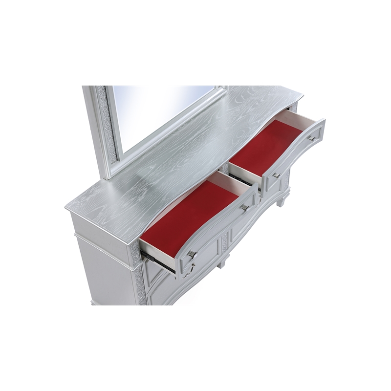 Mystic Modern Style LED Queen 5PC Bedroom Set Made With Wood in Silver