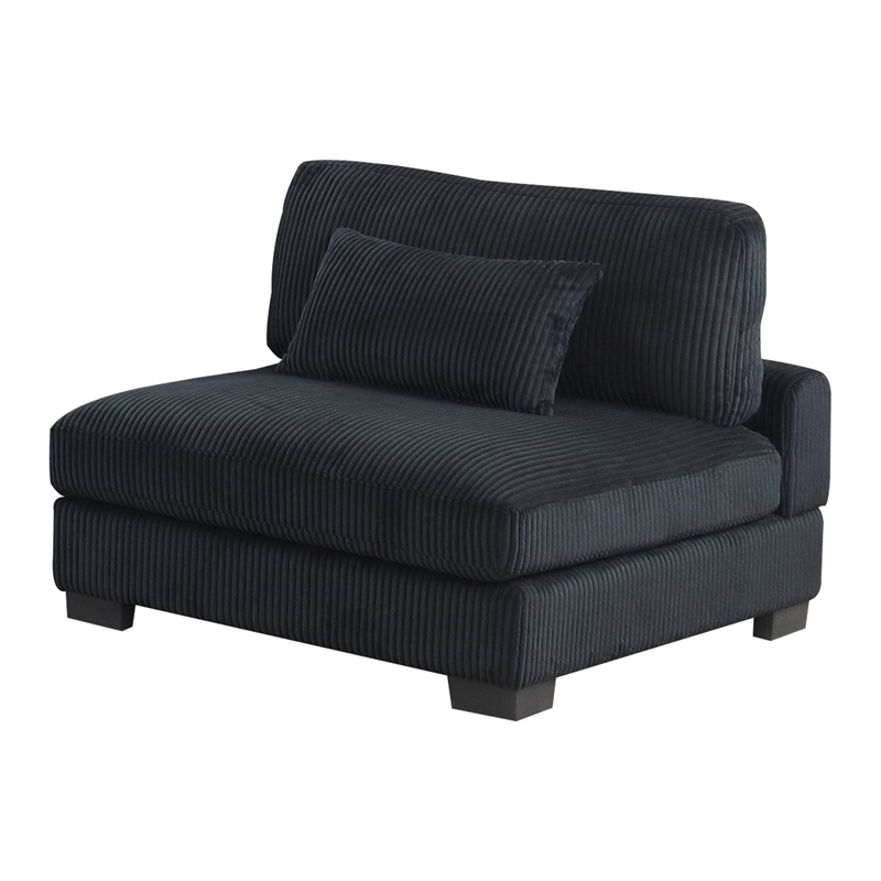 Bentley Modern style Armless Chair made with Corduroy Fabric Black