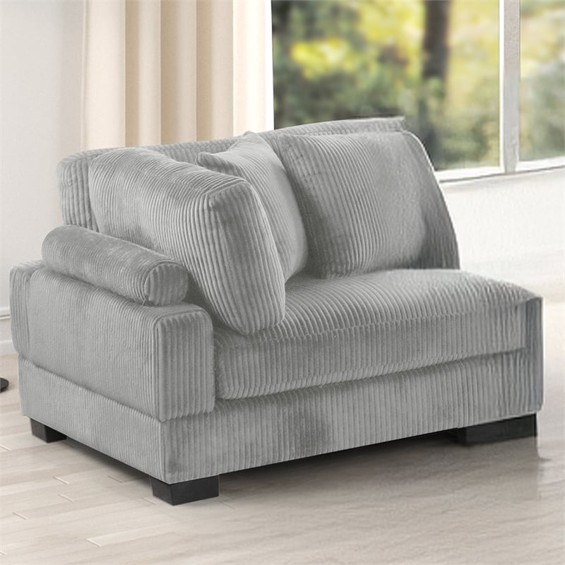 Bentley Modern style Corner Wedge made with Corduroy Fabric Gray