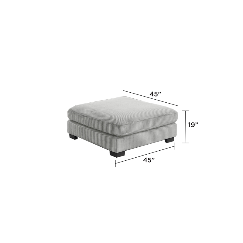 Modern Style Ottoman Made with Corduroy Fabric Gray