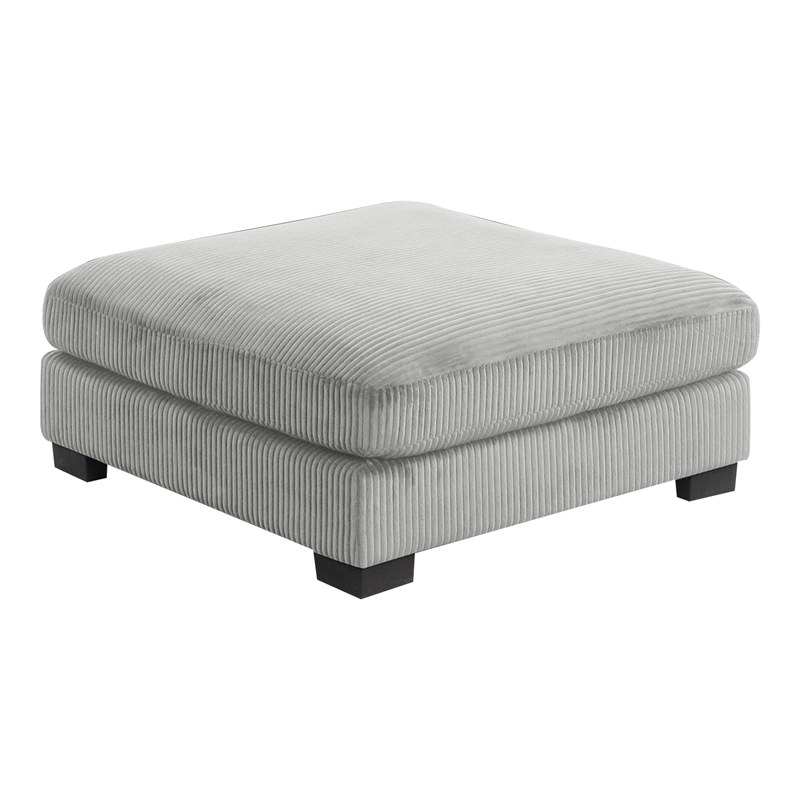 Modern Style Ottoman Made with Corduroy Fabric Gray
