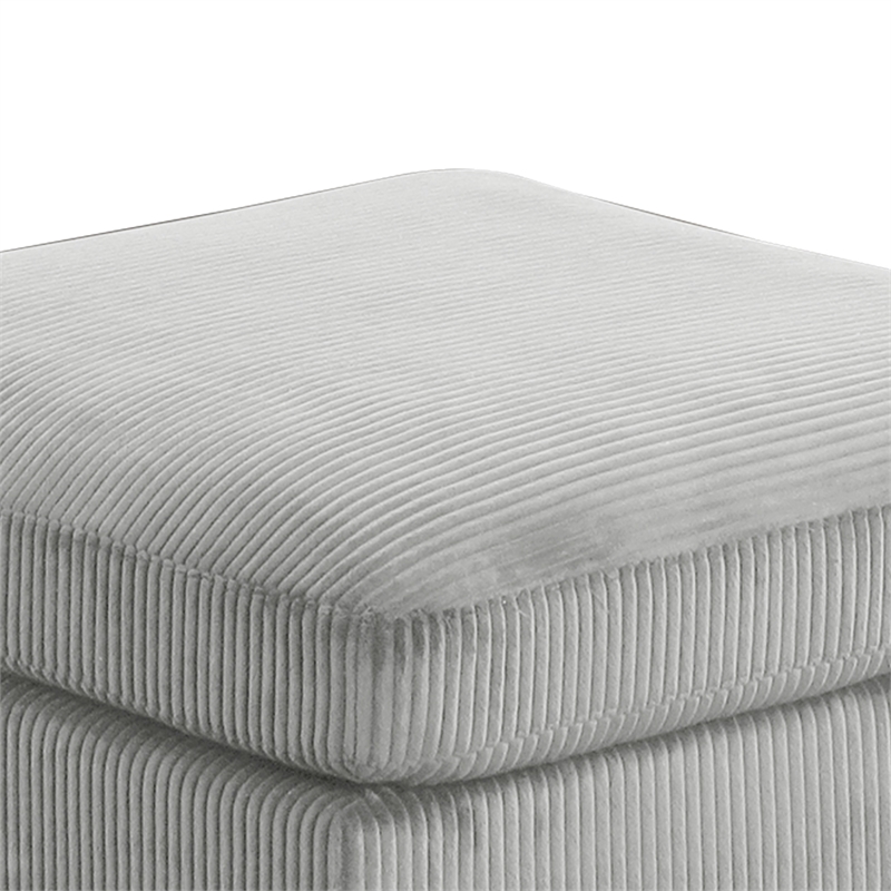 Modern Style Ottoman Made with Corduroy Fabric Gray