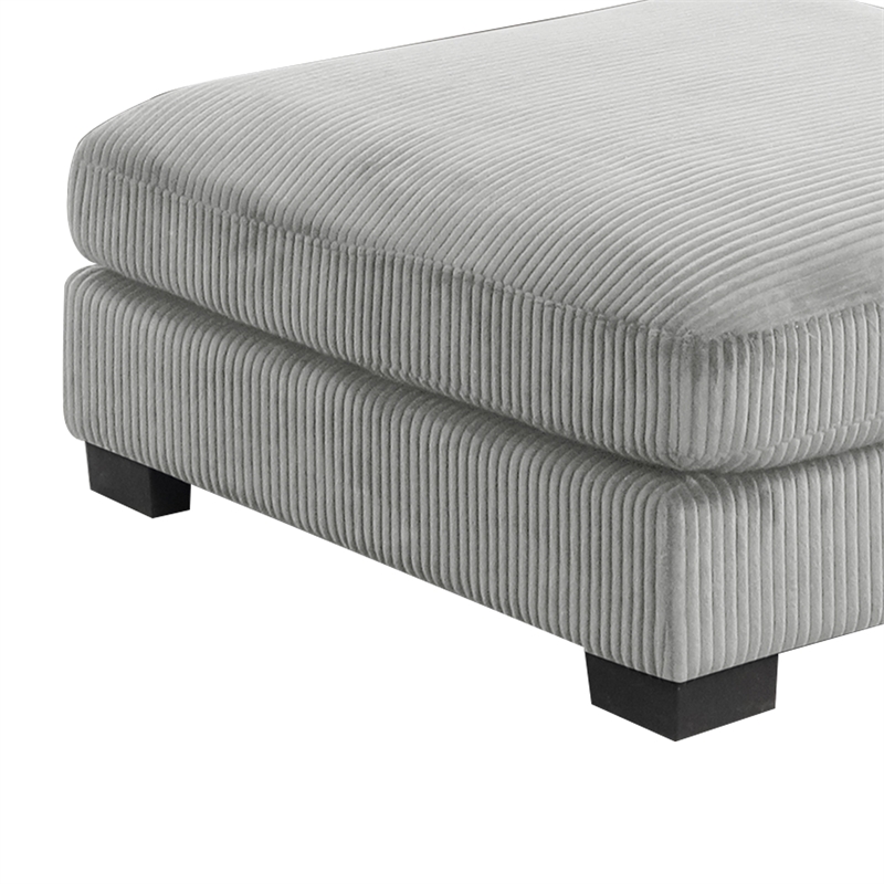 Modern Style Ottoman Made with Corduroy Fabric Gray