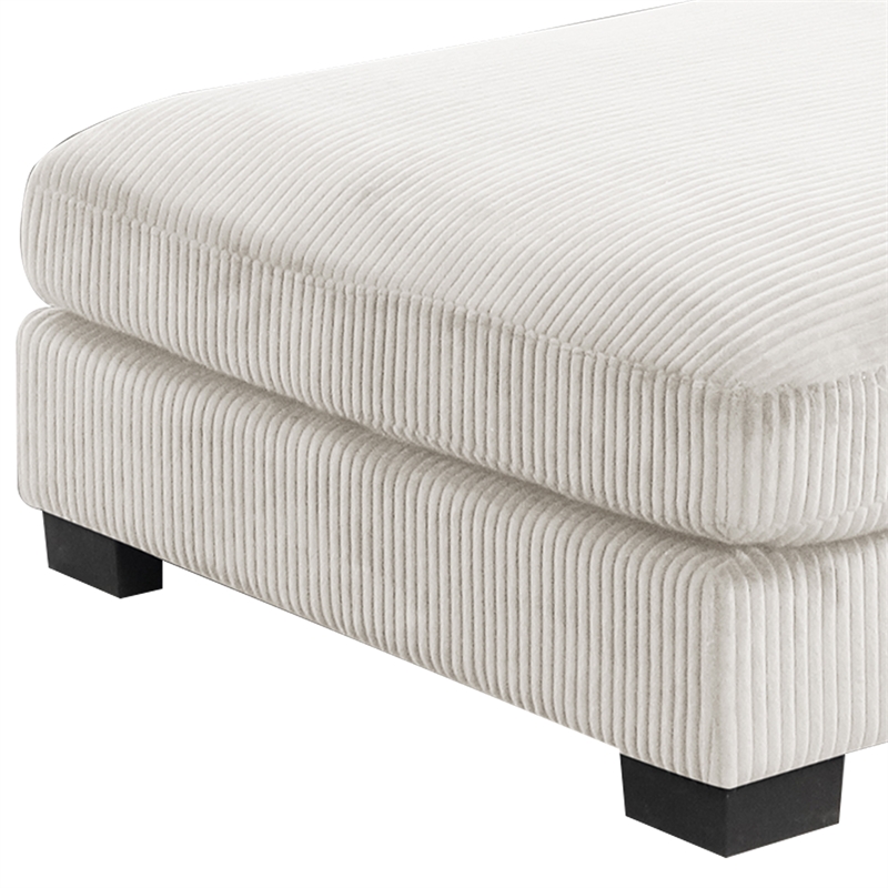 Bentley Modern style Ottoman made with Corduroy Fabric Cream