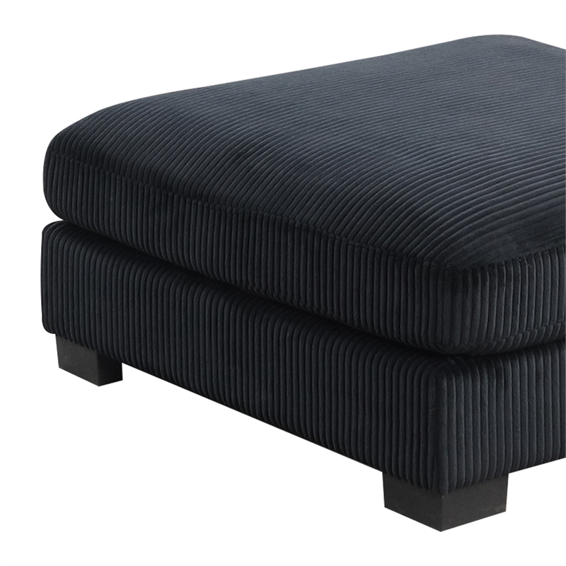 Bentley Modern style Ottoman made with Corduroy Fabric Black