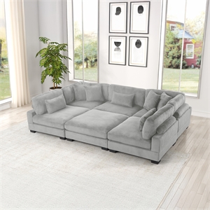 Bentley Setup 1 Modern style Sectional made with Corduroy Fabric in Gray