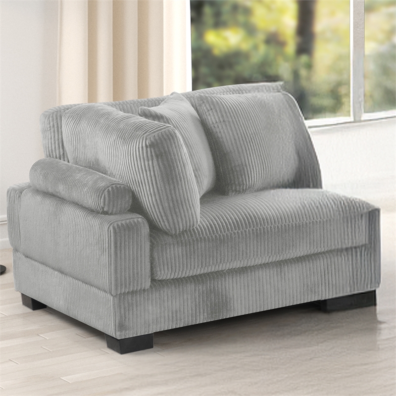 Bentley Setup 2 Modern style Sectional made with Corduroy Fabric in Gray