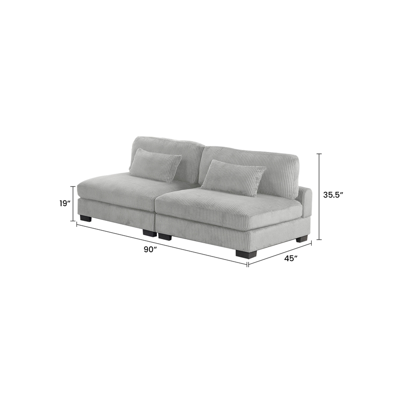 Bentley Setup 3 Modern style Sectional made with Corduroy Fabric in Gray