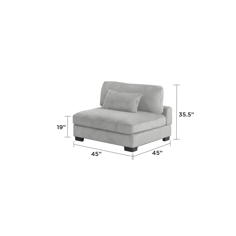 Bentley Setup 3 Modern style Sectional made with Corduroy Fabric in Gray