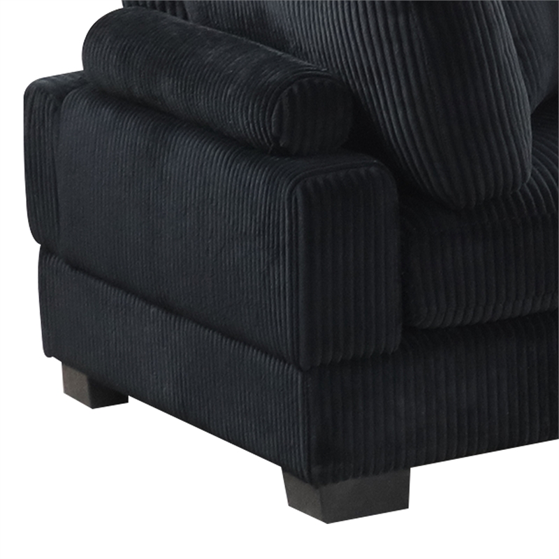 Bentley Setup 1 Modern style Sectional made with Corduroy Fabric in Black