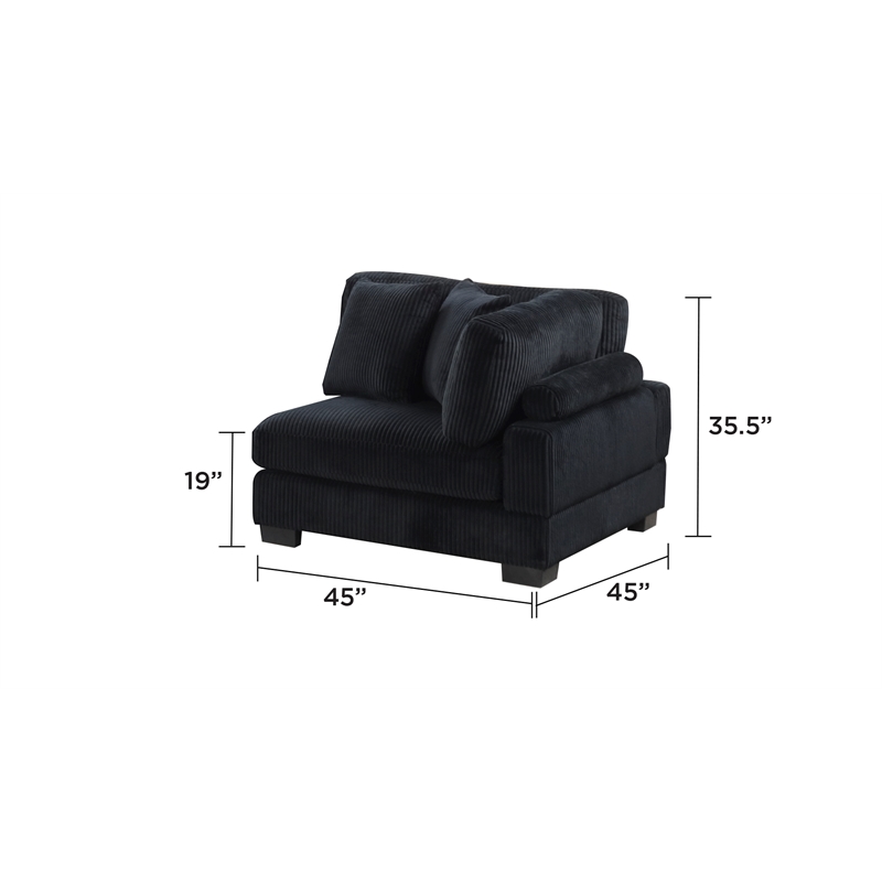 Bentley Setup 2 Modern style Sectional made with Corduroy Fabric in Black