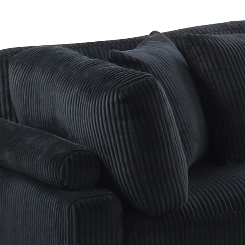 Bentley Setup 2 Modern style Sectional made with Corduroy Fabric in Black