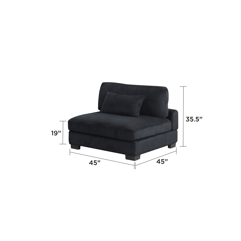 Bentley Setup 2 Modern style Sectional made with Corduroy Fabric in Black
