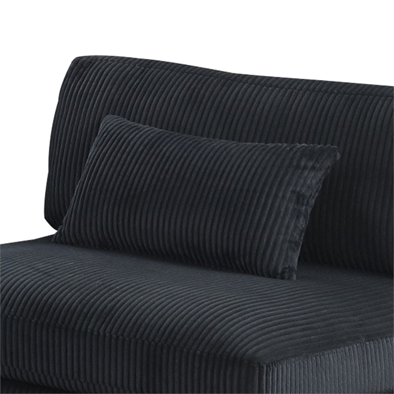 Bentley Setup 2 Modern style Sectional made with Corduroy Fabric in Black