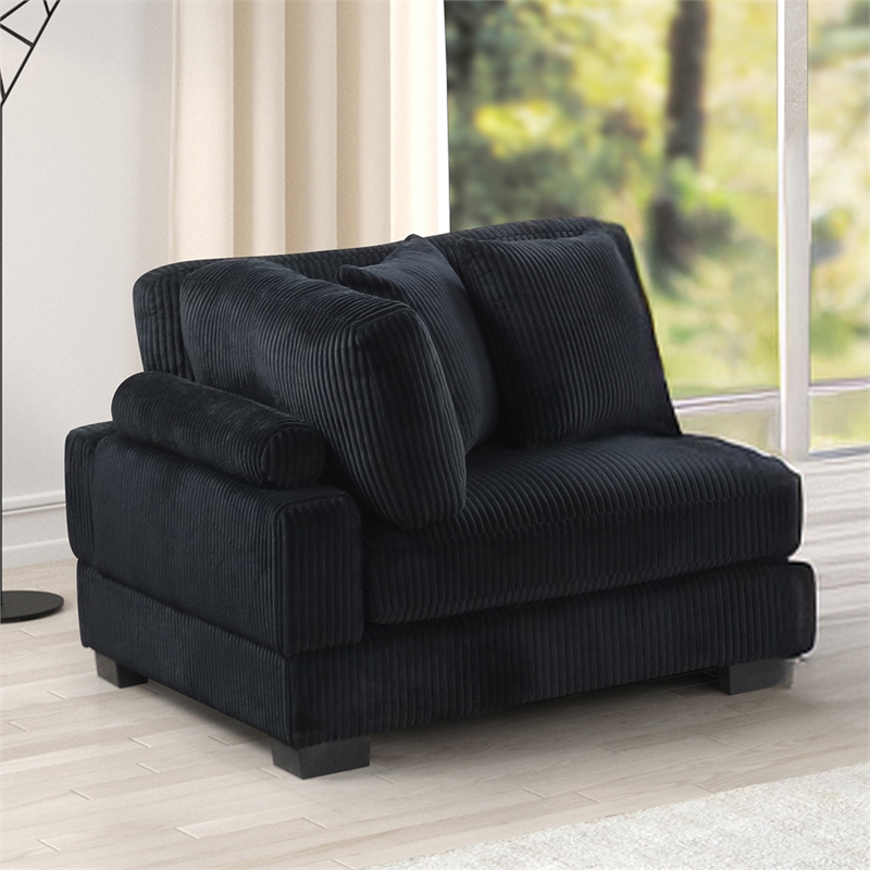 Bentley Setup 2 Modern style Sectional made with Corduroy Fabric in Black