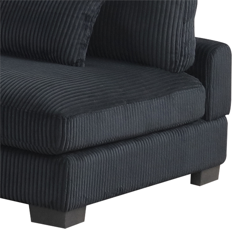 Bentley Setup 3 Modern style Sectional made with Corduroy Fabric in Black