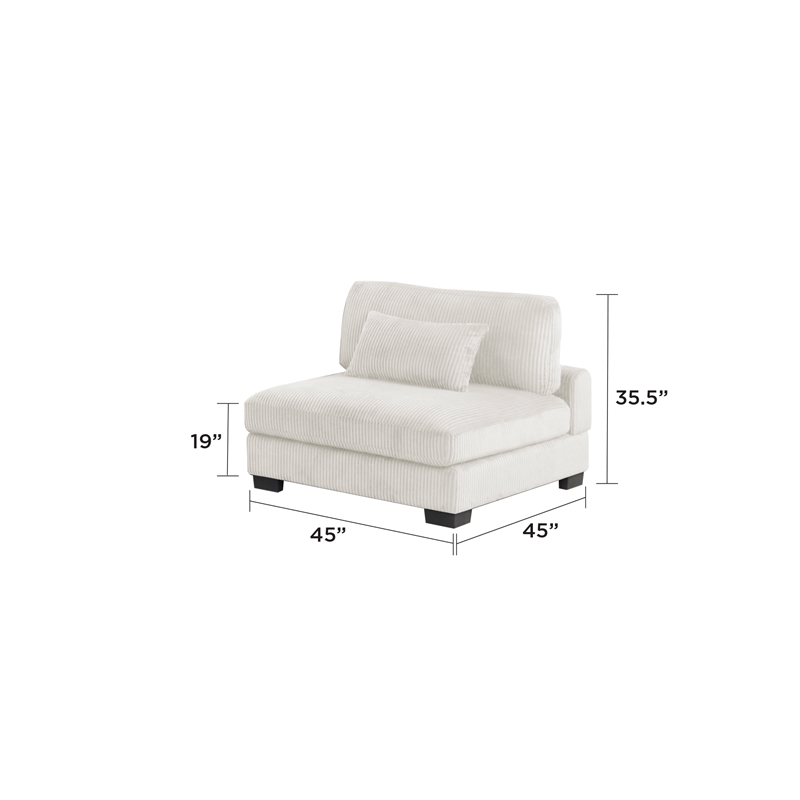 Bentley Setup 1 Modern style Sectional made with Corduroy Fabric in Cream