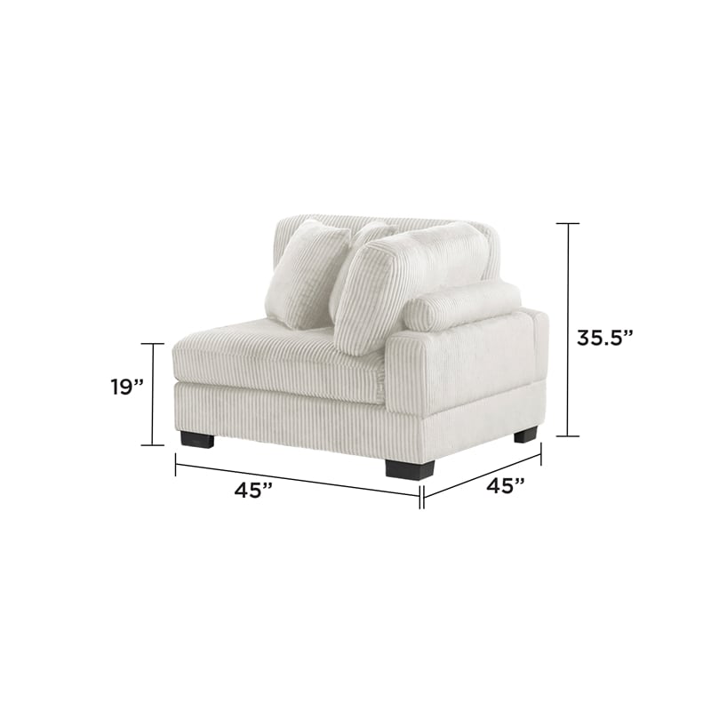 Bentley Setup 2 Modern style Sectional made with Corduroy Fabric in Cream